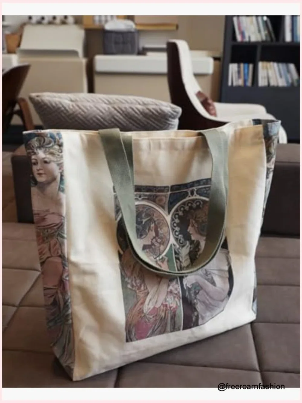 Large Canvas Tote Bag Reusable Grocery Shopping Shoulder Bag